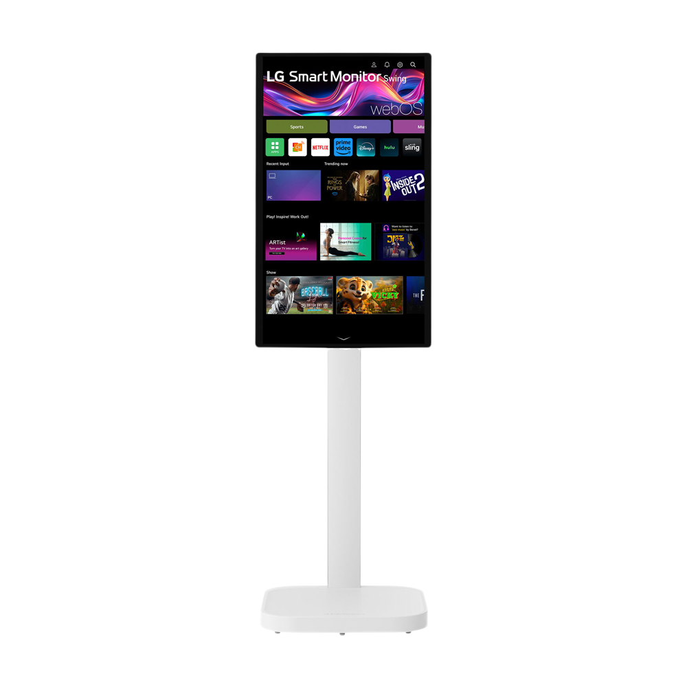 LG 32 Inch 60 Hz 4K UHD IPS Touchscreen Smart Monitor Swing with Rolling Stand - White