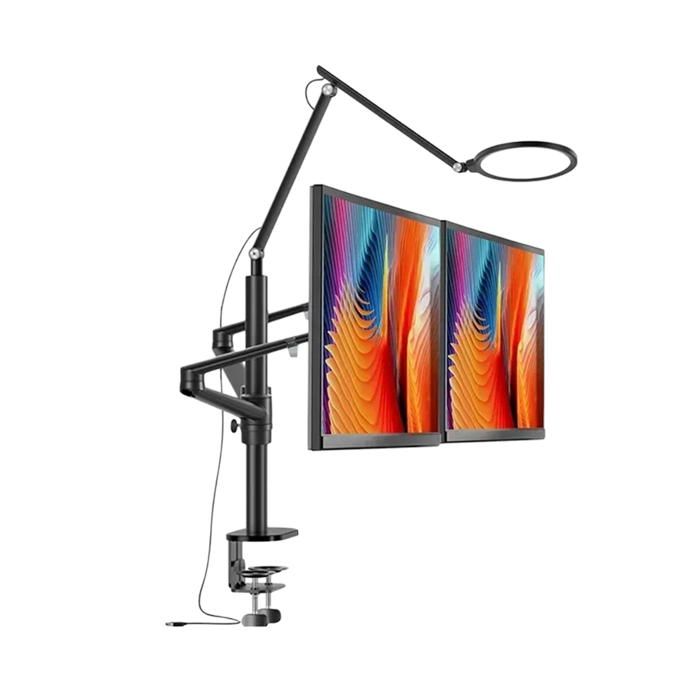 Dual Monitor Stand With Lamp (Ol-2lt)