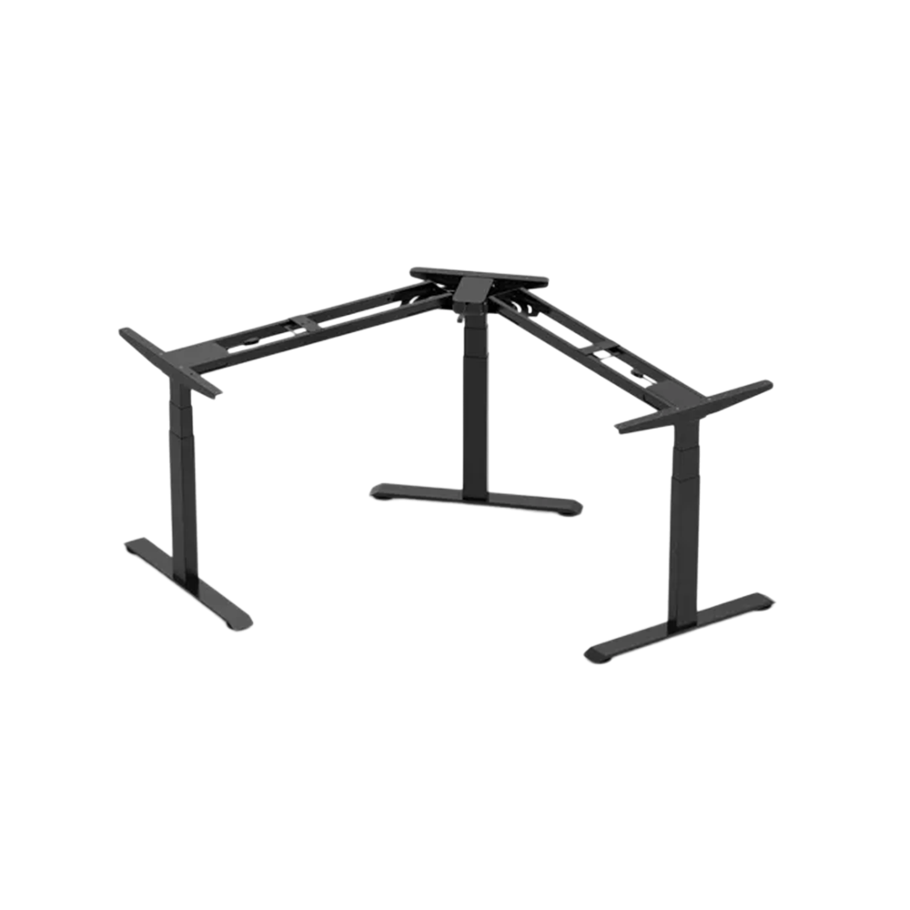 Gamvity L Shape Standing Ergonomic 3 Legs Stand Up Modern Furniture Table Electric Height Adjustable Desk(1000x1750mm) - Black