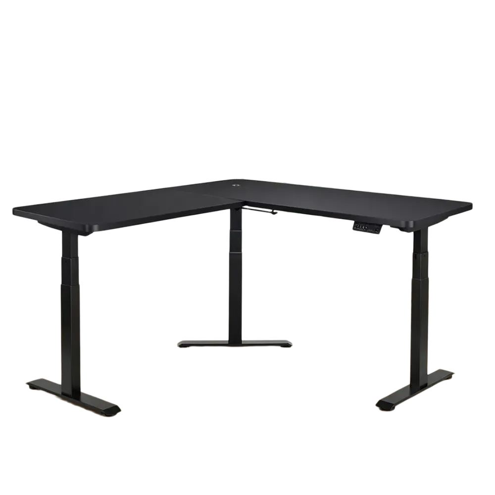 Gamvity L Shape Standing Ergonomic 3 Legs Stand Up Modern Furniture Table Electric Height Adjustable Desk(1000x1750mm) - Black