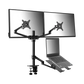Gamvity 3-in-1 Adjustable Triple Monitor Arm Desk Mounts, Dual Desk Arm Stand/holder With Extra Tray Fits Laptops