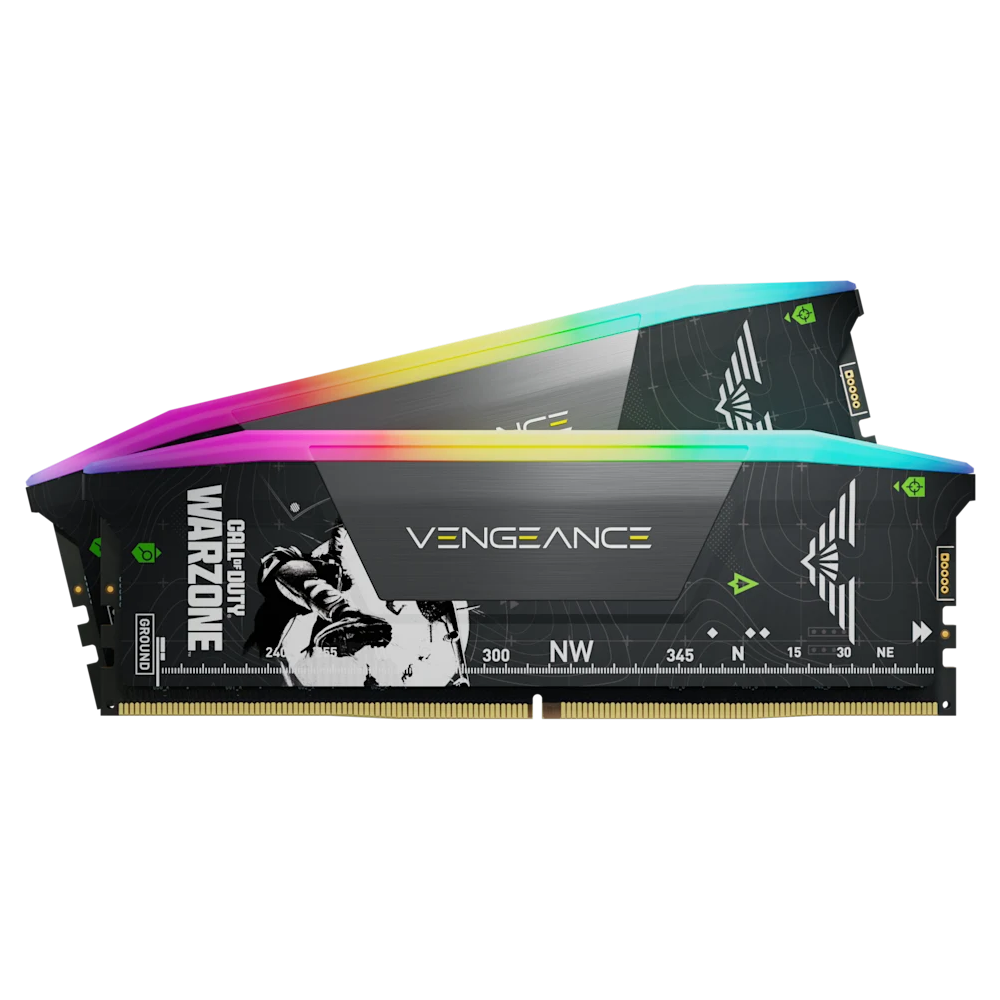 CORSAIR VENGEANCE RGB 32GB (2x16GB) DDR5 DRAM 6400MT/s CL32 AMD EXPO & Intel XMP Memory Kit Call of Duty Warzone Edition - Grey