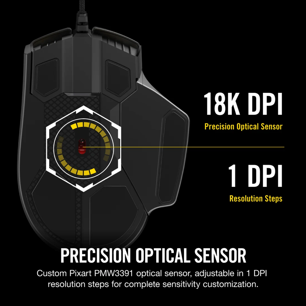 CORSAIR GLAIVE PRO RGB Wired Gaming Mouse (EU) - Black