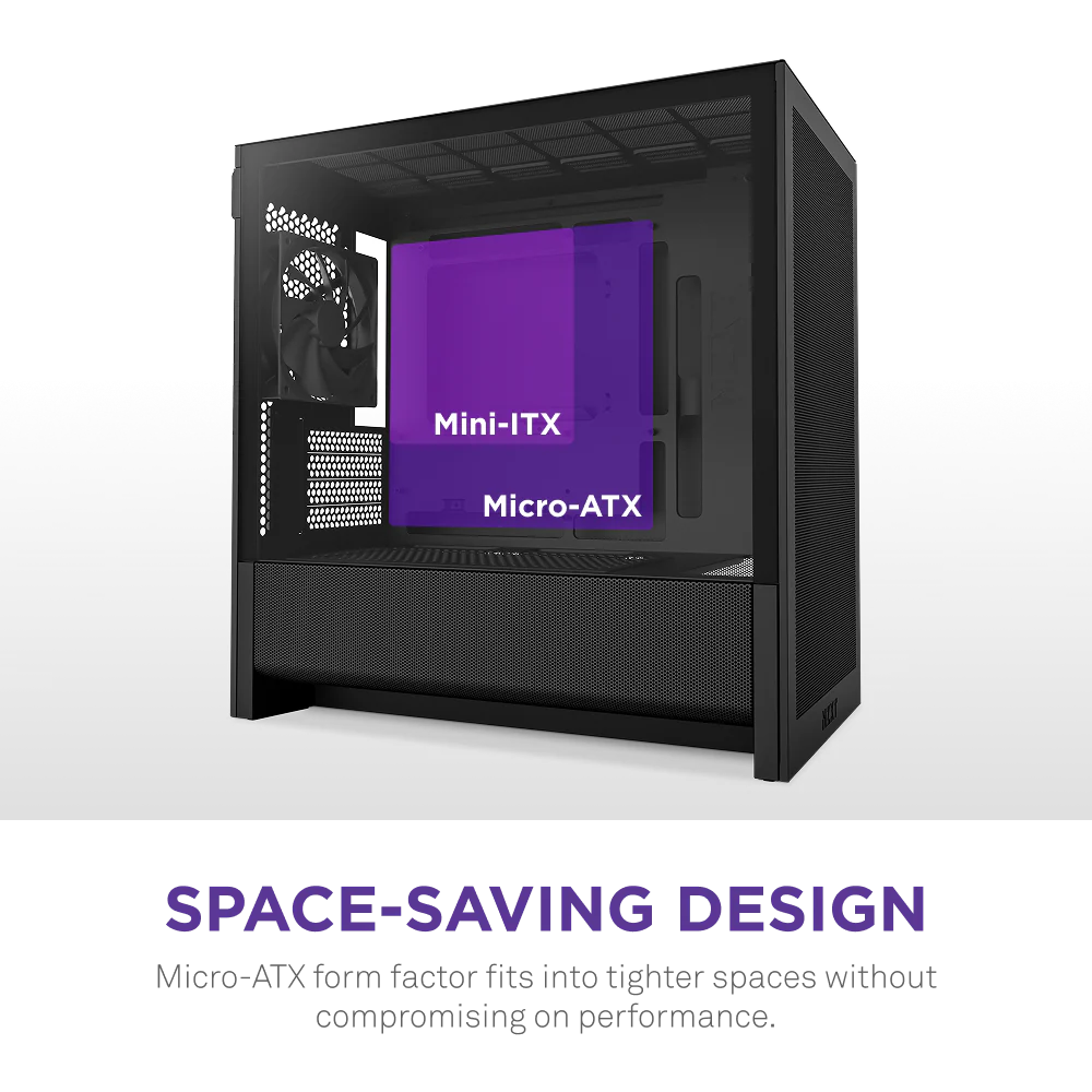 NZXT H3 Flow (2025) micro-ATX Mid Tower Case - All Black