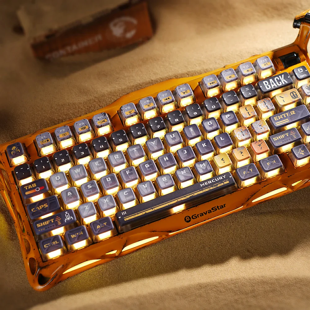 GravaStar Mercury K1 Pro 75% Mechanical Wireless Gaming Keyboard - Battle Worn Yellow