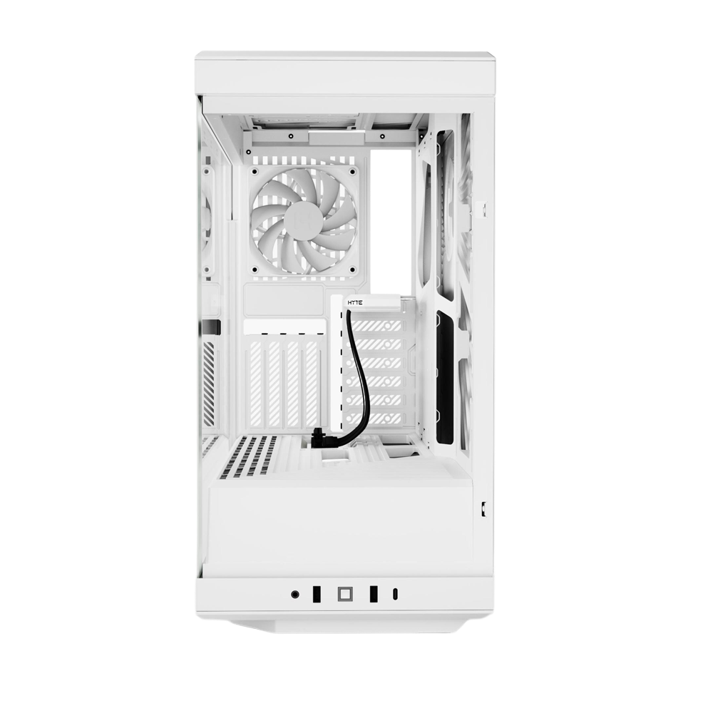 HYTE Y40 Panoramic Tempered Glass With Two 120mm fans, PCI-E 4.0 Vertical Mount included ATX Mid Tower Case - White