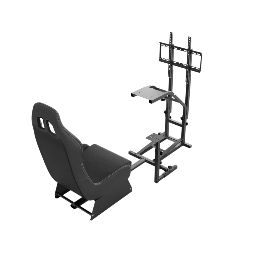 Gameseat GY032 Racing Simulator Cockpit with Monitor Mount – Black | Adjustable Steel Frame