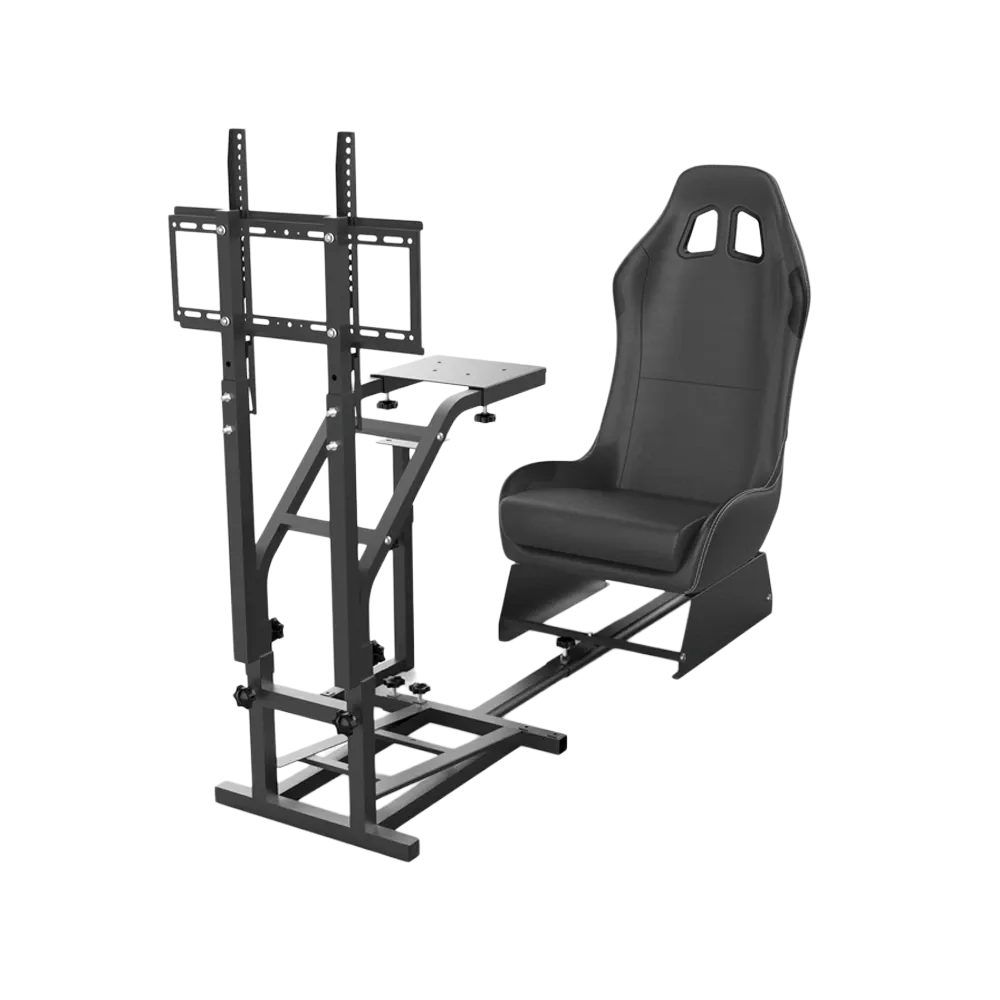 Gameseat GY032 Racing Simulator Cockpit with Monitor Mount – Black | Adjustable Steel Frame