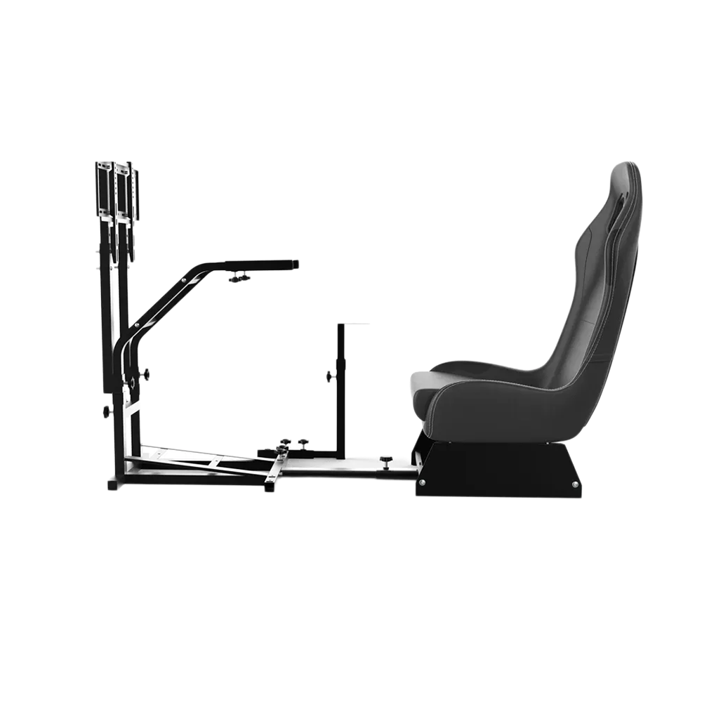 Gameseat GY032 Racing Simulator Cockpit with Monitor Mount – Black | Adjustable Steel Frame