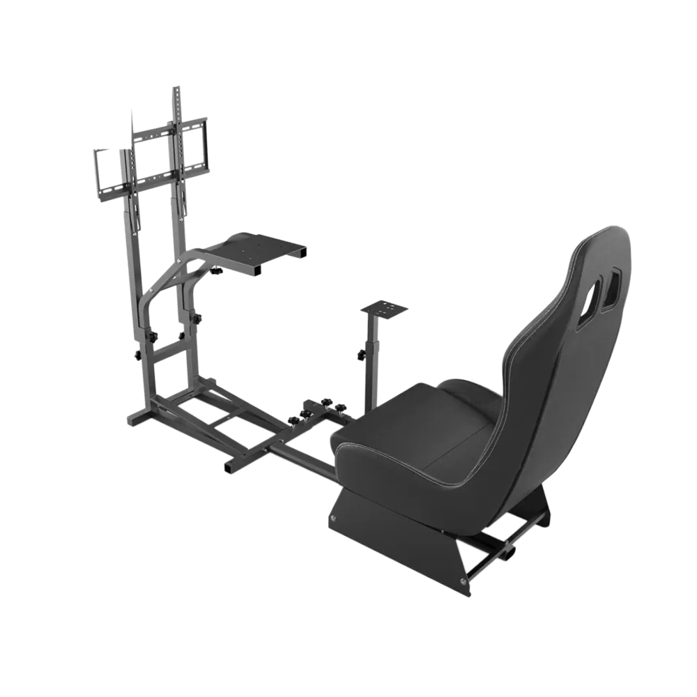 Gameseat GY032 Racing Simulator Cockpit with Monitor Mount – Black | Adjustable Steel Frame