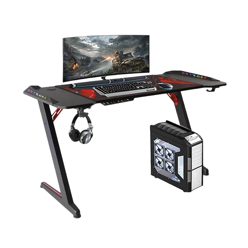 Gamvity Z Shaped Gaming Desk 1200*600 - Carbon Fiber Black