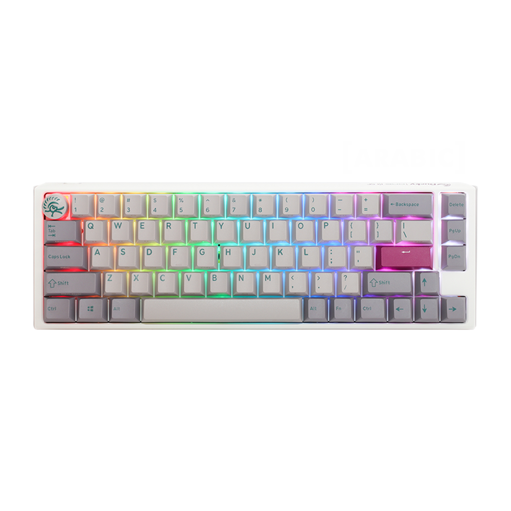 DUCKY ONE 3 SF PBT HOT SWAP Blue Switch Cherry RGB Wired Mechanical Gaming Keyboard Arabic - Mist Grey