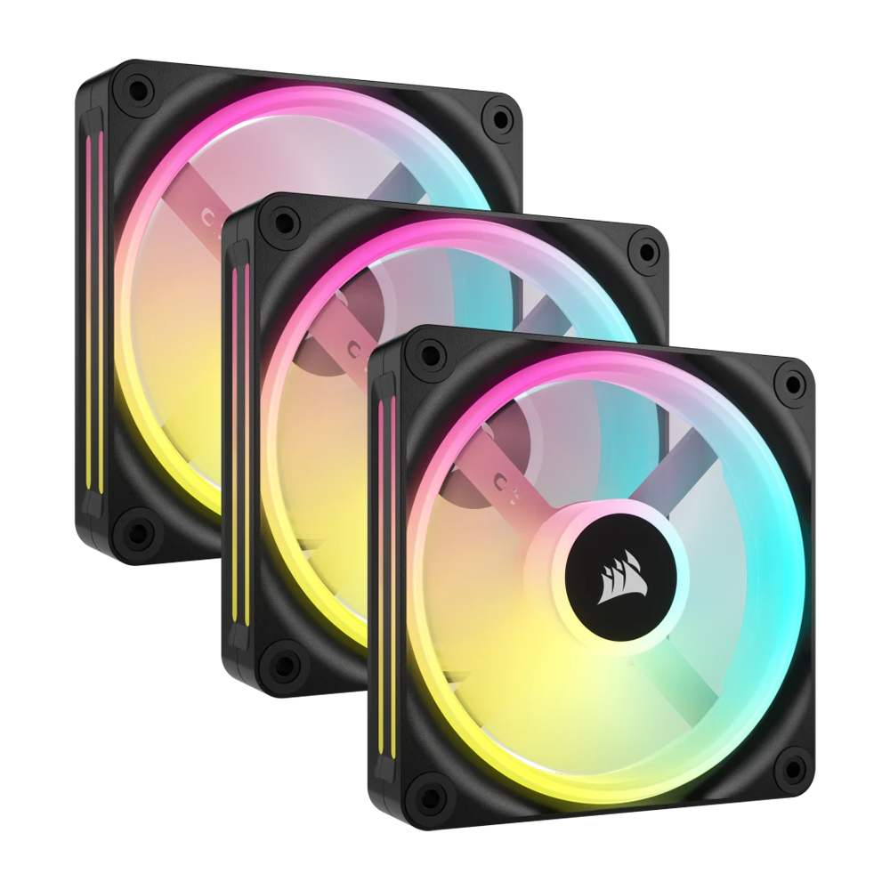 CORSAIR iCUE LINK QX120 RGB 120mm PWM Case Fan Starter Kit With iCUE LINK System Hub - Black