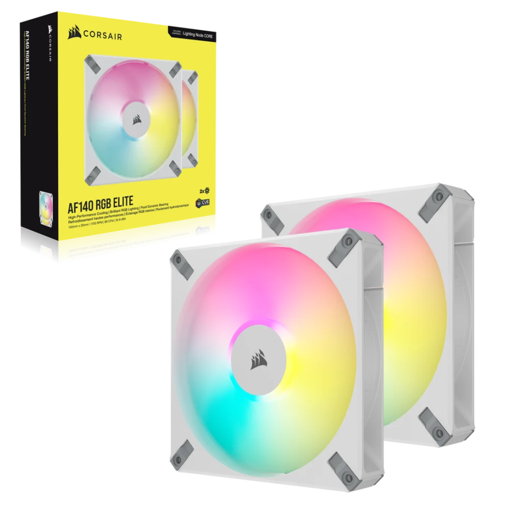 CORSAIR iCUE AF140 RGB ELITE 140mm PWM Dual Fan Kit - White