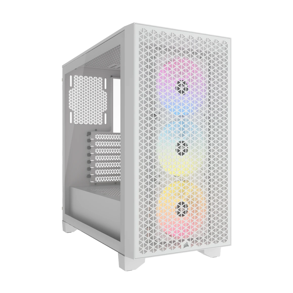 CORSAIR 3000D RGB Tempered Glass Mid Tower - White