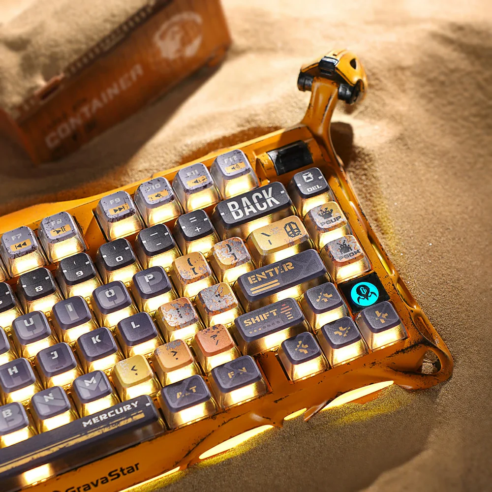 GravaStar Mercury K1 Pro 75% Mechanical Wireless Gaming Keyboard - Battle Worn Yellow