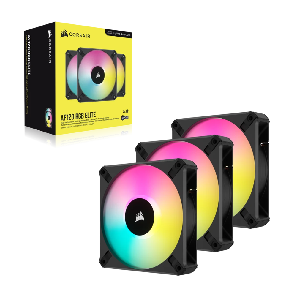 CORSAIR iCUE AF120 RGB ELITE 120mm PWM Triple Fan Kit - Black