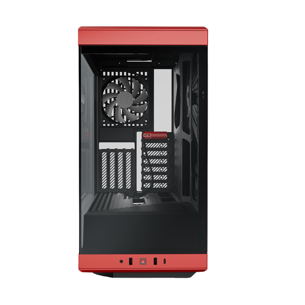 HYTE Y40 Panoramic Tempered Glass With Two 120mm fans, PCI-E 4.0 Vertical Mount included ATX Mid Tower Case - Black/Red