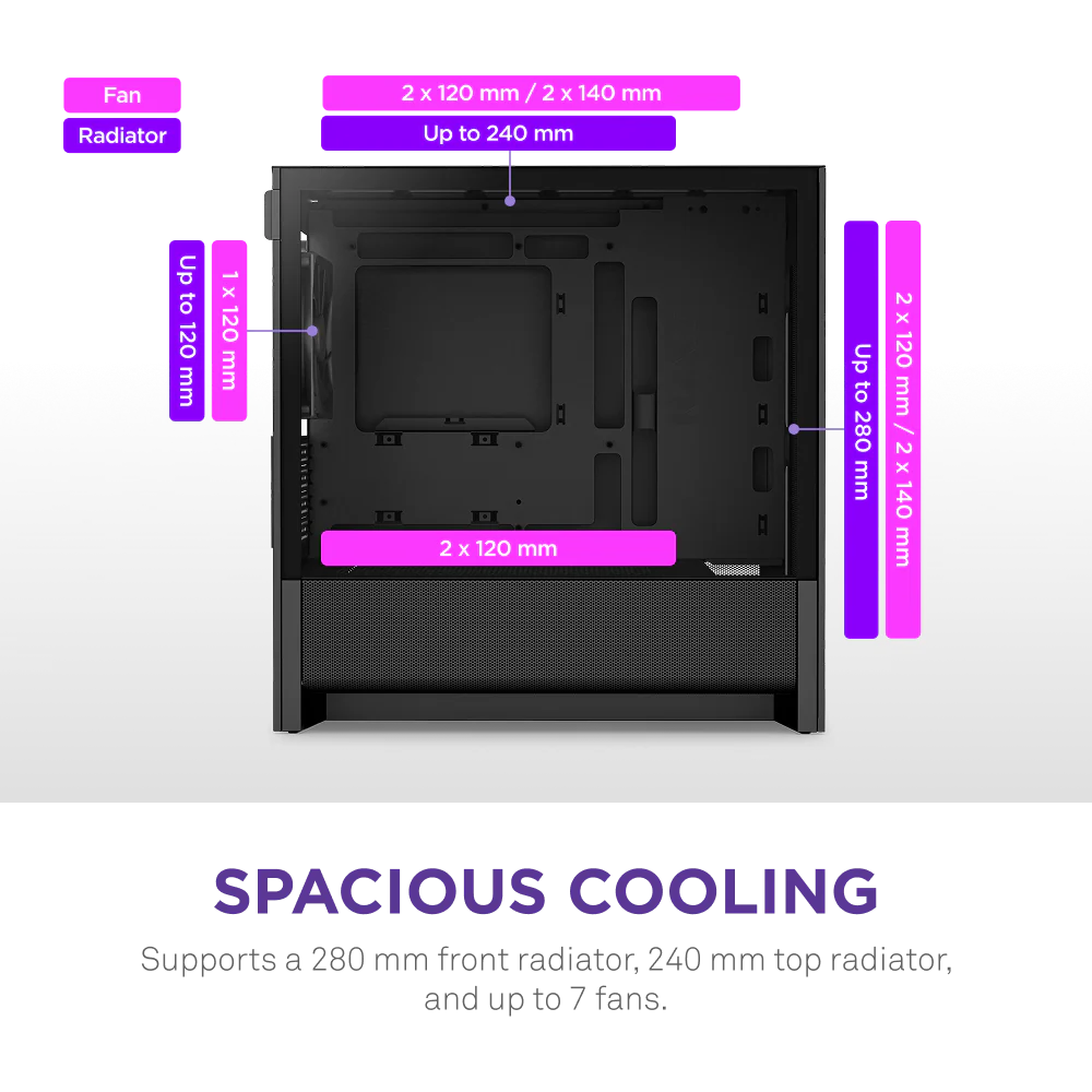 NZXT H3 Flow (2025) micro-ATX Mid Tower Case - All Black