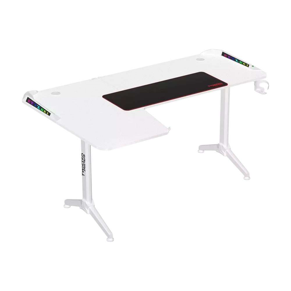 Twisted Minds Corner L-Shaped Gaming Desk RGB Left - White
