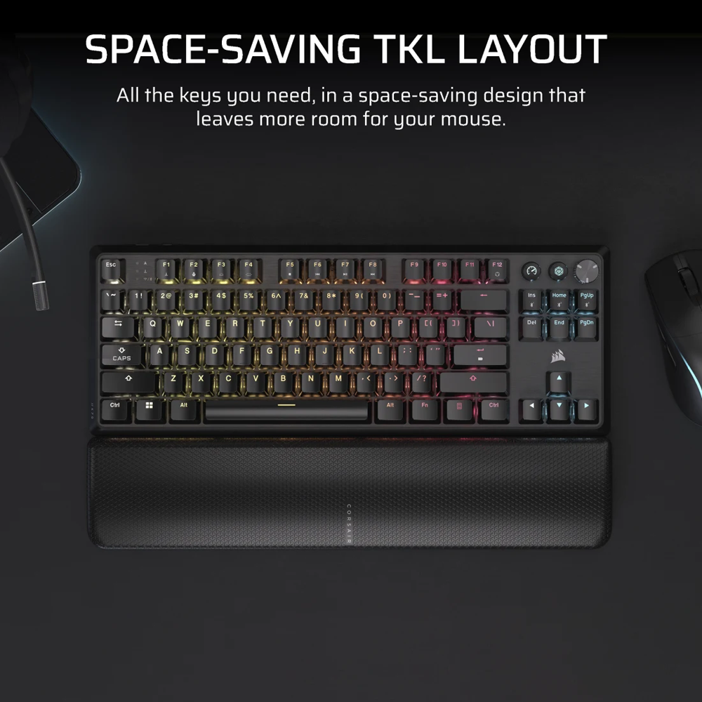 CORSAIR K70 CORE TKL RED RGB Wireless Mechanical Gaming Keyboard - Black