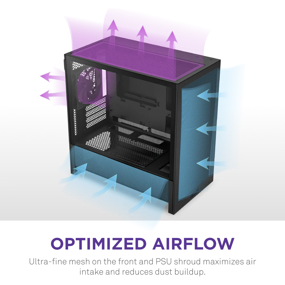 NZXT H3 Flow (2025) micro-ATX Mid Tower Case - All Black