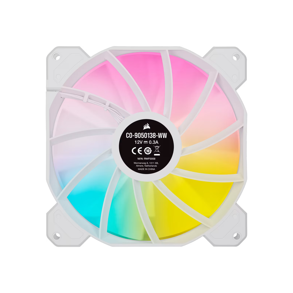 CORSAIR iCUE SP140 RGB ELITE Performance 140mm PWM Fan Dual Fan Kit With Lighting Node Core - White