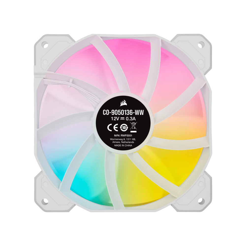 CORSAIR iCUE SP120 RGB ELITE Performance 120mm PWM Fan Single - White