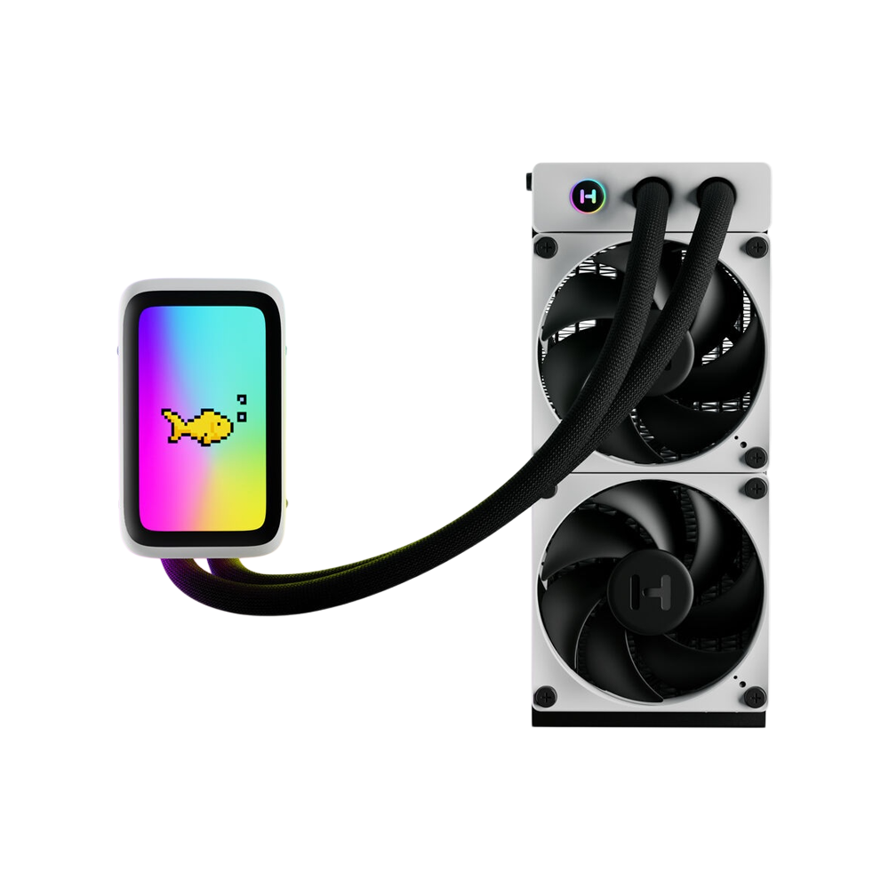 HYTE THICC Q60 5 Inch Ultraslim HD Display 240mm CPU Liquid Cooler - Black/White