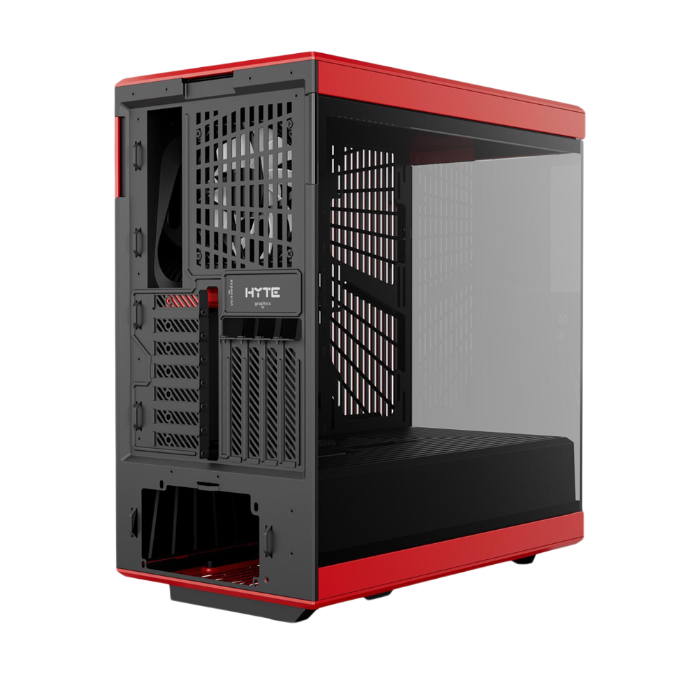 HYTE Y40 Panoramic Tempered Glass With Two 120mm fans, PCI-E 4.0 Vertical Mount included ATX Mid Tower Case - Black/Red