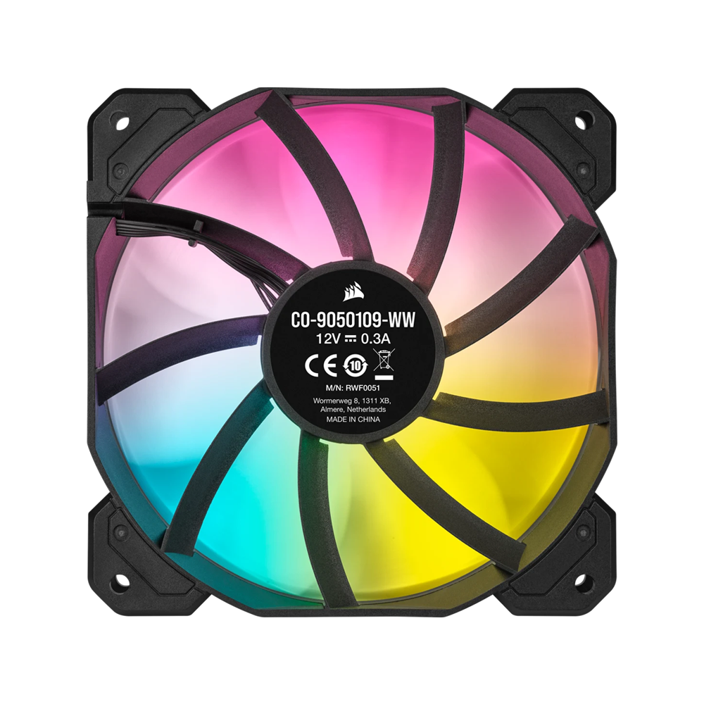 CORSAIR iCUE SP120 RGB ELITE Performance 120mm PWM Triple Case Fan With Lighting Node CORE - Black