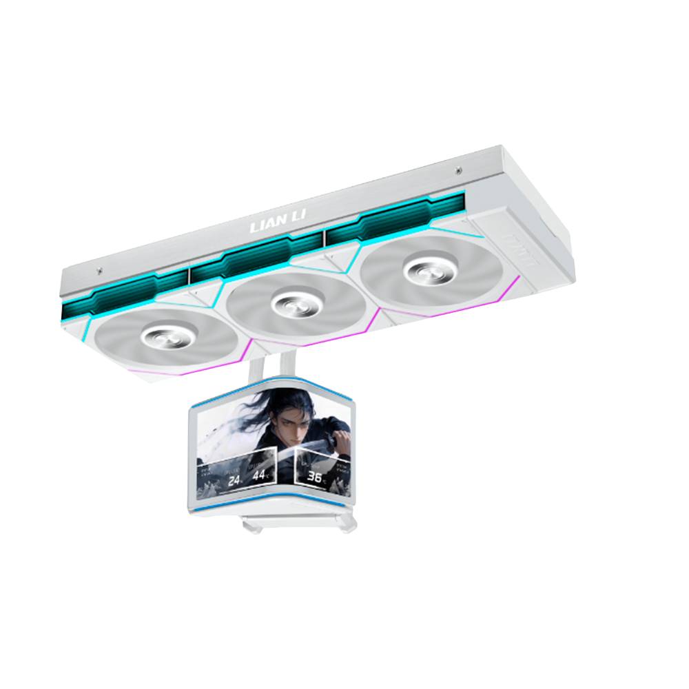 LIAN LI HydroShift II OLED Curved 360TL Liquid Cooler With UNIFAN TL Flex Fans - White