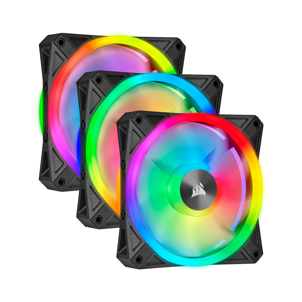 CORSAIR iCUE QL120 ARGB PWM Fan Triple Fan Kit With Lighting Node Core - Black