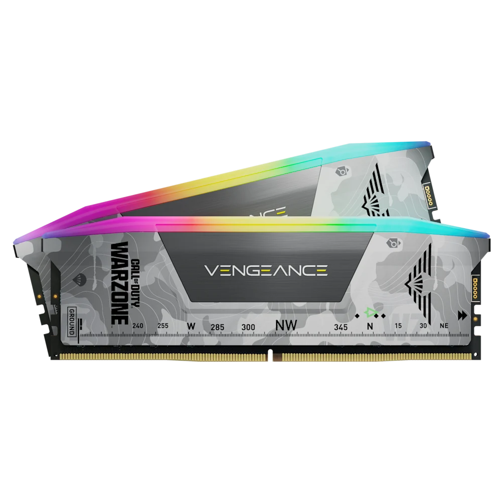 CORSAIR VENGEANCE RGB 32GB (2x16GB) DDR5 DRAM 6400MT/s CL32 AMD EXPO & Intel XMP Memory Kit Call of Duty Warzone Edition - Light Grey