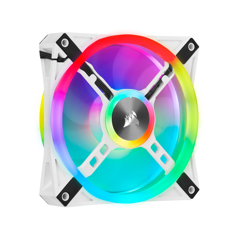 CORSAIR iCUE QL140 ARGB PWM Dual Fan Kit With Lighting Node Core - White