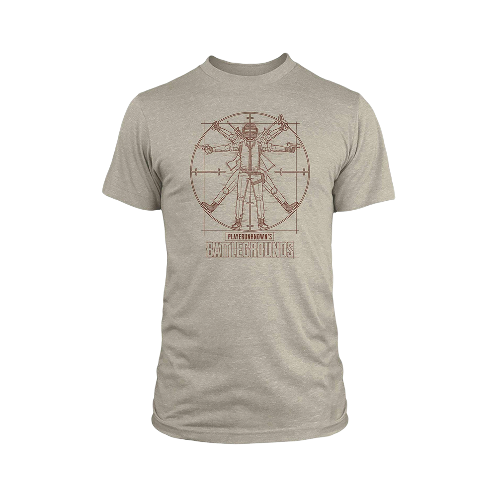 PUBG Vitruvian Man Premium Tee-Large-Oatmeal Heather