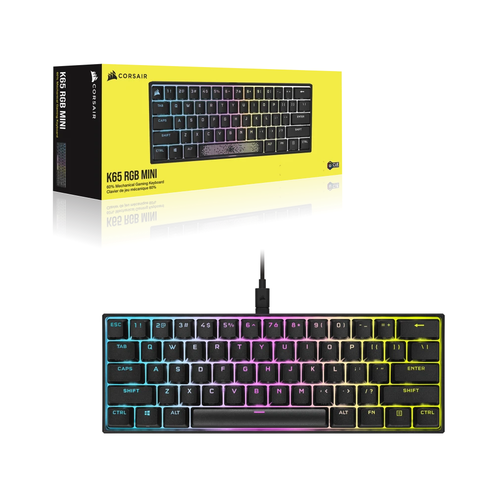 CORSAIR K65 MINI RGB Wired MX Red Mechanical Keyboard - Black