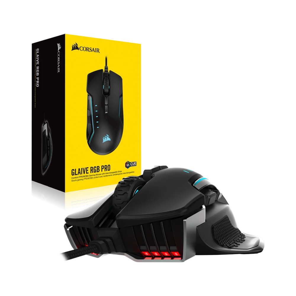 CORSAIR GLAIVE PRO RGB Wired Gaming Mouse - Aluminum Black