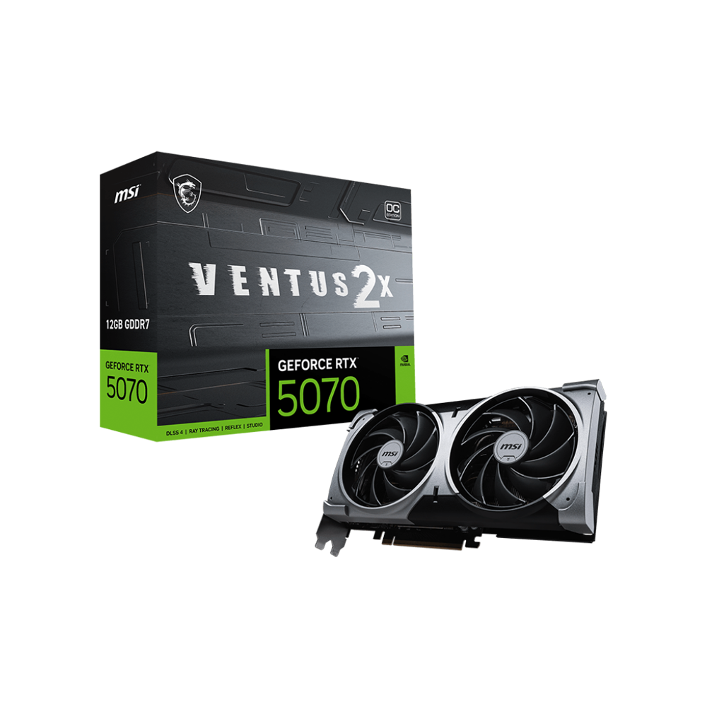 MSI Nvidia GeForce RTX 5070 12GB VENTUS 2X OC Graphics Card - Black