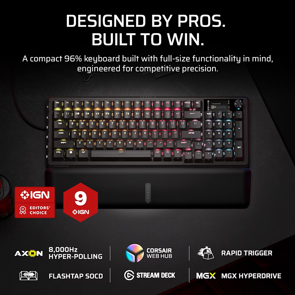 CORSAIR VANGUARD Pro 96 Hall Effect Wired Gaming Keyboard - Black