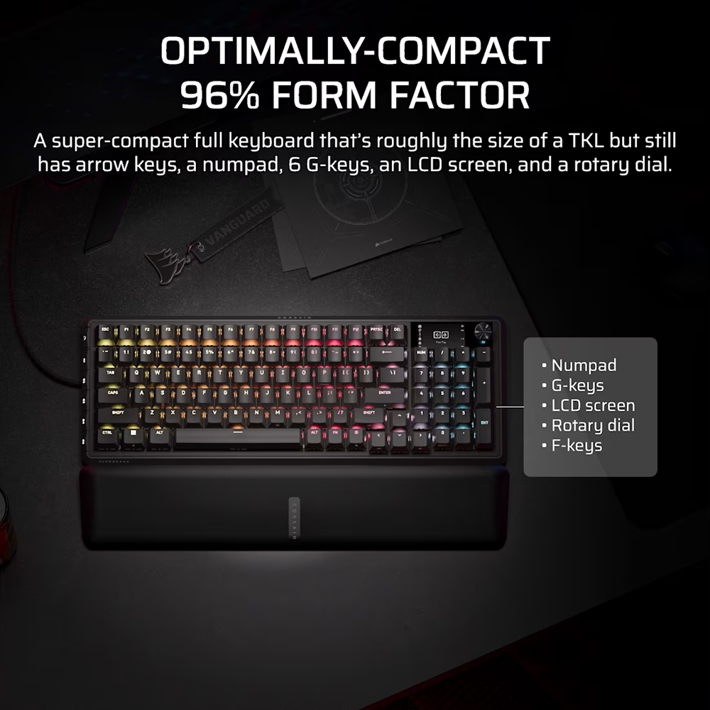 CORSAIR VANGUARD Pro 96 Hall Effect Wired Gaming Keyboard - Black