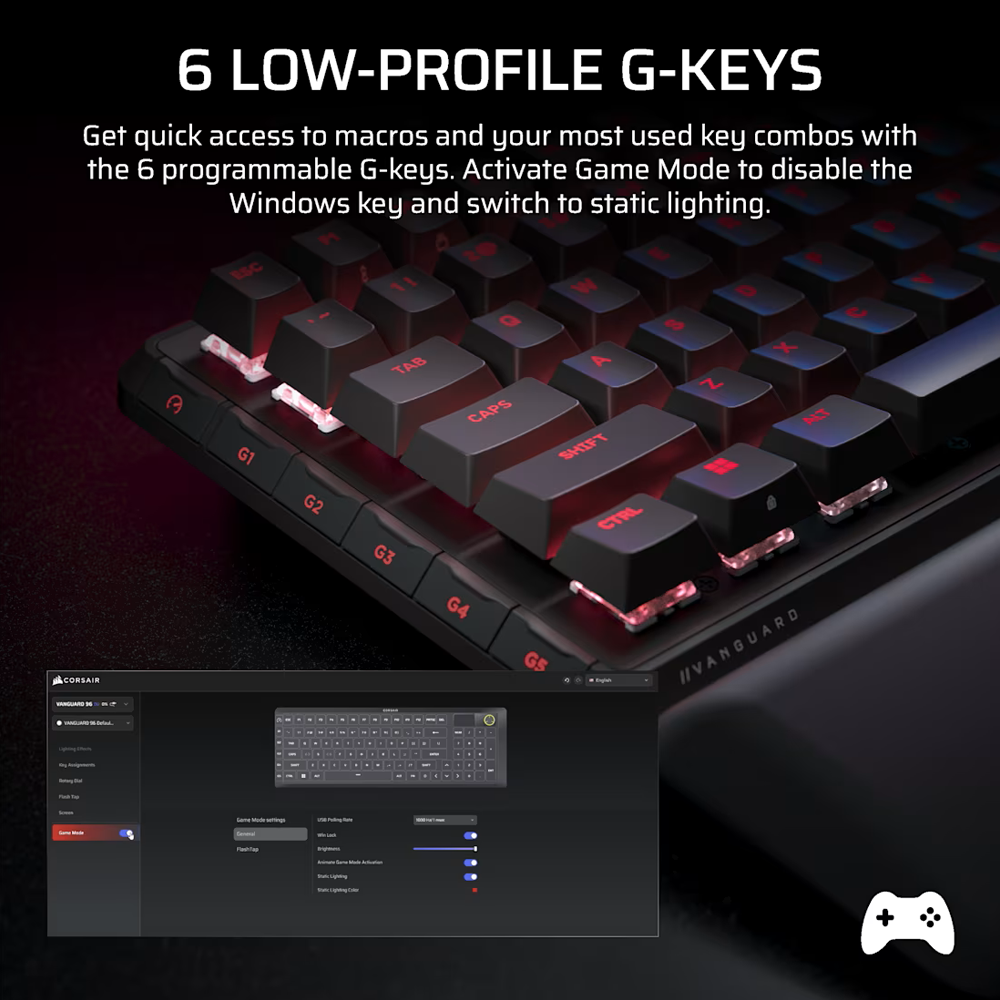 CORSAIR VANGUARD Pro 96 Hall Effect Wired Gaming Keyboard - Black