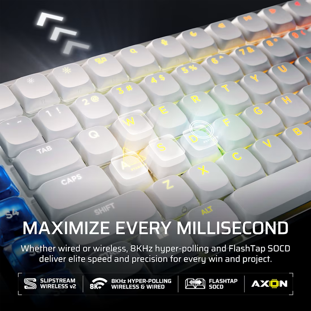 CORSAIR VANGUARD AIR 99 WIRELESS Optical Mechanical Gaming Keyboard - White