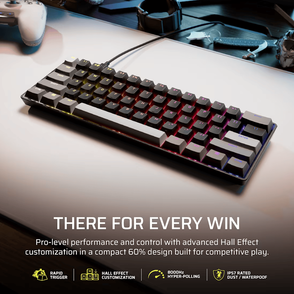 CORSAIR CLIPPER Pro Mini 60 Hall Effect Wired Gaming Keyboard - Black