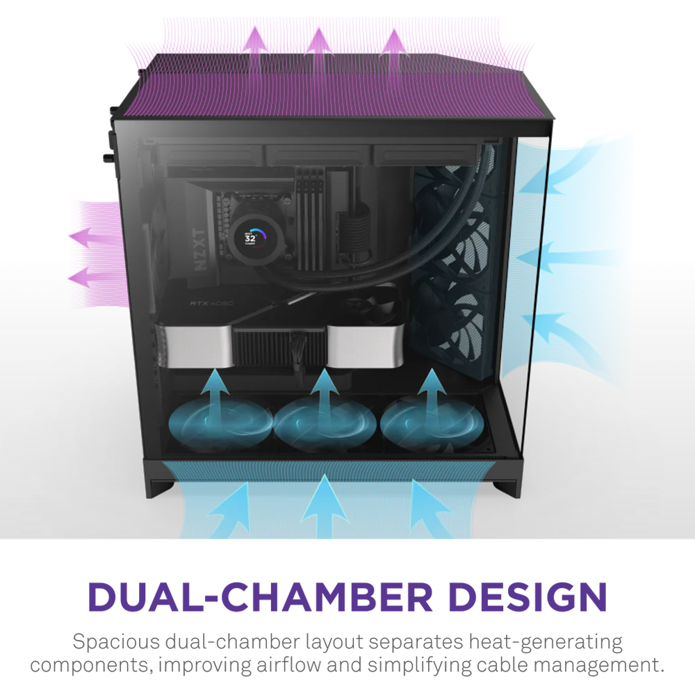 NZXT H9 Flow (2025) Dual-Chamber Mid-Tower Case - Black