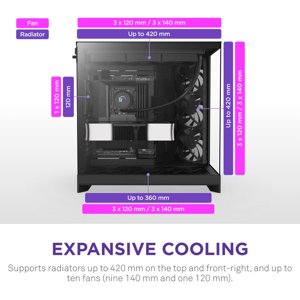 NZXT H9 Flow (2025) Dual-Chamber Mid-Tower Case - Black