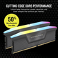CORSAIR VENGEANCE RGB 32GB (2x16GB) DDR5 6000MHz CL38 Memory - Grey