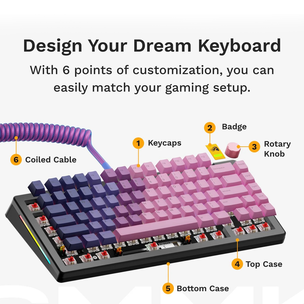 GLORIOUS GMMK 3 HE 75% Prebuilt Wired Mechanical Gaming Keyboard Arabic - Black