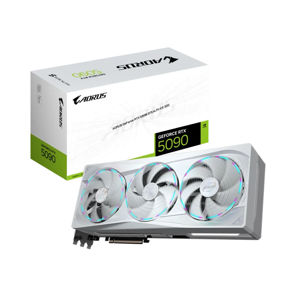 GIGABYTE AORUS Nvidia GeForce RTX 5090 32GB Stealth Ice Graphic Card - White