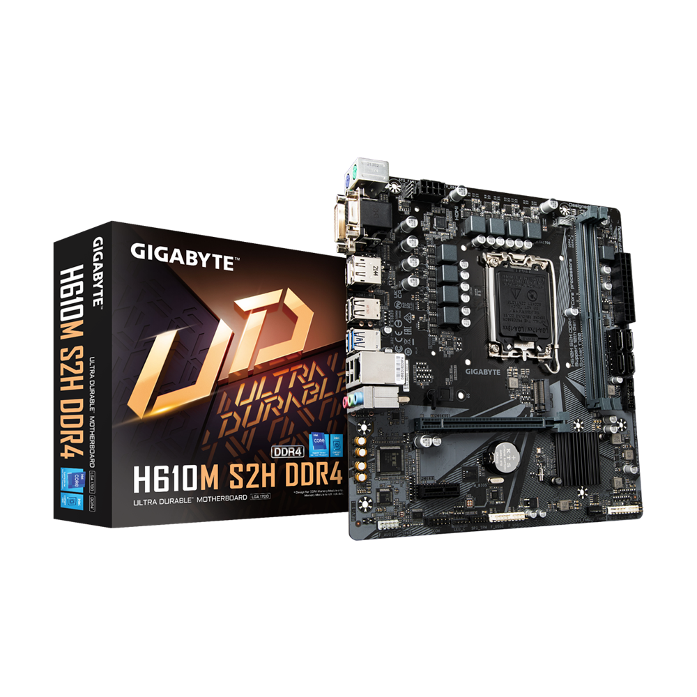 GIGABYTE H610M S2H DDR4 (rev 1.1) MICRO ATX Motherboard - Black